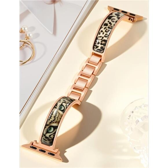 NEW Rose Gold/Leopard Slim Apple Watch Band - Picture 2 of 6